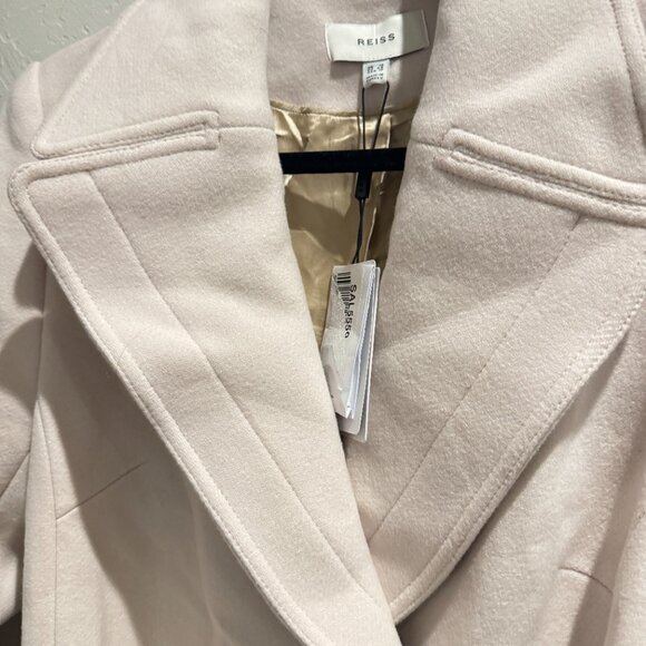 REISS Petite‎ Relaxed Wool Blend Mid Length Neutral Belted Coat Size 12 NWT - Picture 9 of 14